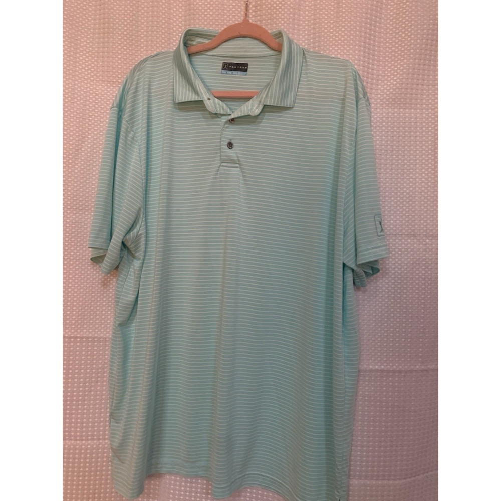 PGA Tour Golf Polo Shirt Mens XXL Blue White Performance‎ Casual Grampacore